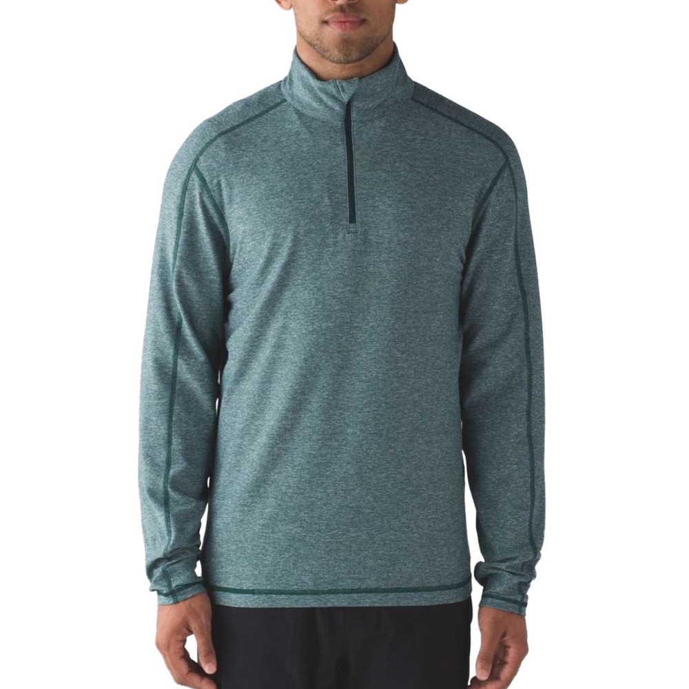Lululemon Surge Long‎ Sleeve Zip Athletic Shirt Heathered Defender Men's Size M